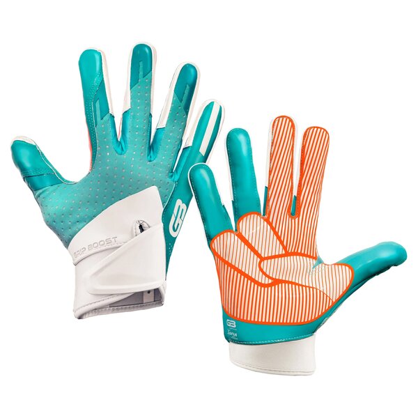 Grip Boost Stealth 5.0 Peace American Football Receiver Handschuhe - Miami Aqua blau Gr.L