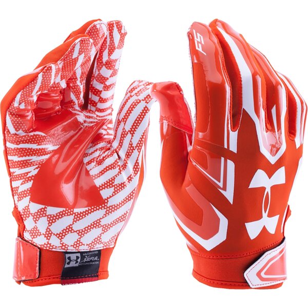 American Football Receiver Handschuhe Under Armour F5, orange/wei Gr. XL