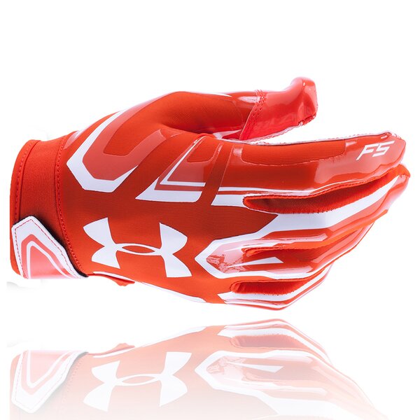American Football Receiver Handschuhe Under Armour F5, orange/wei Gr. XL