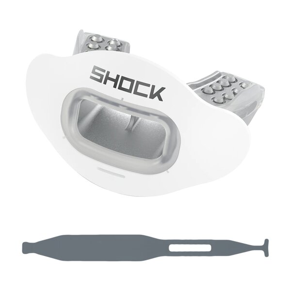 Mundstck mit austauschbaren Lippenschutz + Strap( Shock Doctor  Interchange  ) - wei matt
